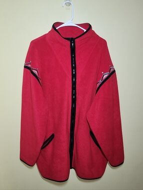 Bob Mackie Wearable Art Red Fleece Jacket 2X